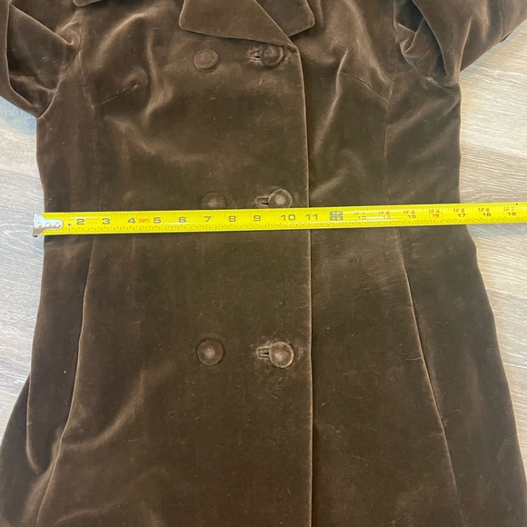 Surrey Canada Vintage Velvet Coat Trench Midi Brown Size Medium - Picture 15 of 16
